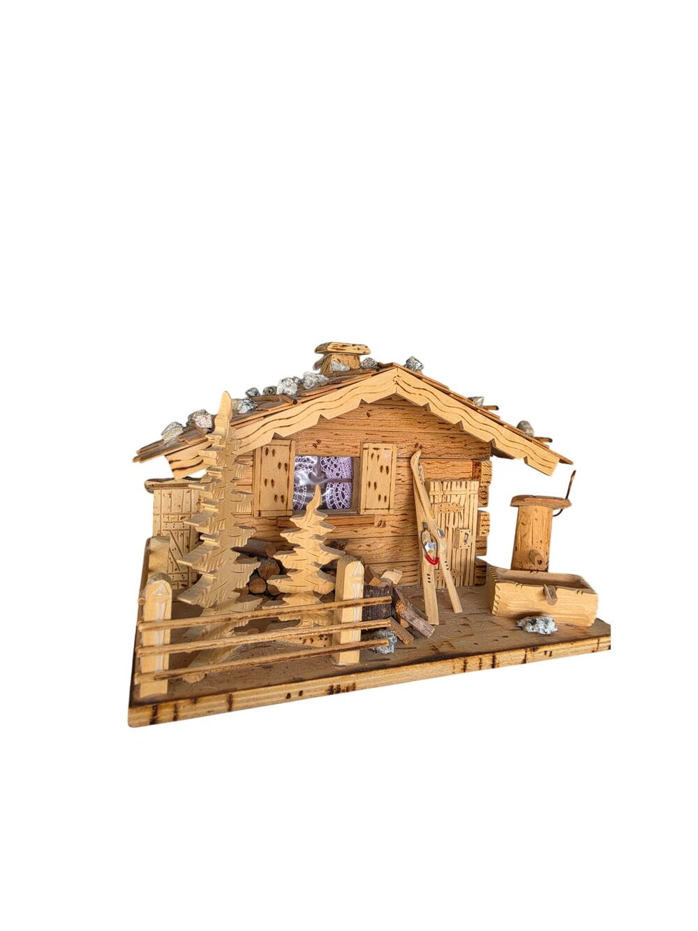 Carved Wooden Ski Chalet Cabin decor